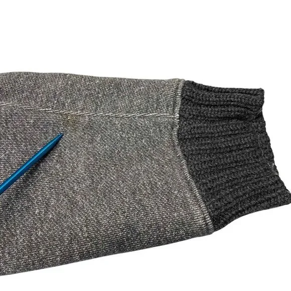 Athleta Womens Size L Gray Crew Neck Sweater Long Sleeve High Low Hem Cable Knit - Picture 6 of 8